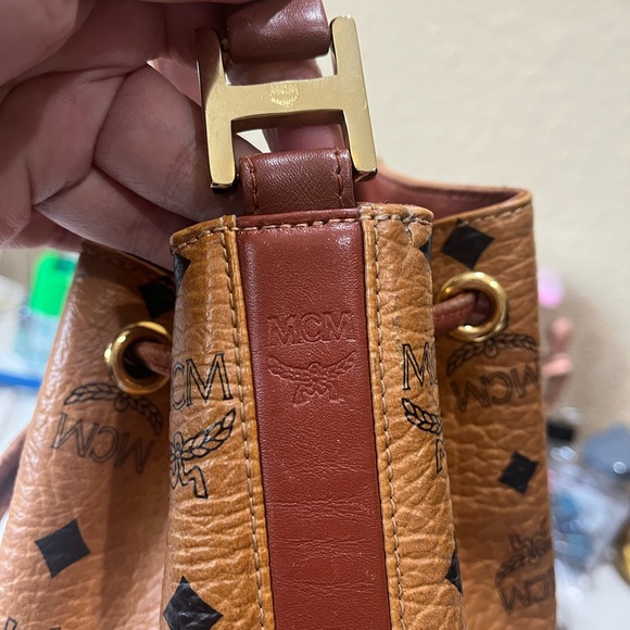 MCM VINTAGE COGNAC VISETOS DRAWSTRING HANDBAG - Picture 6 of 16